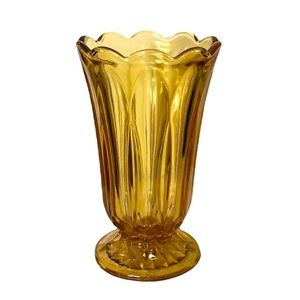 Vintage Anchor Hocking Amber Fairfield Vase